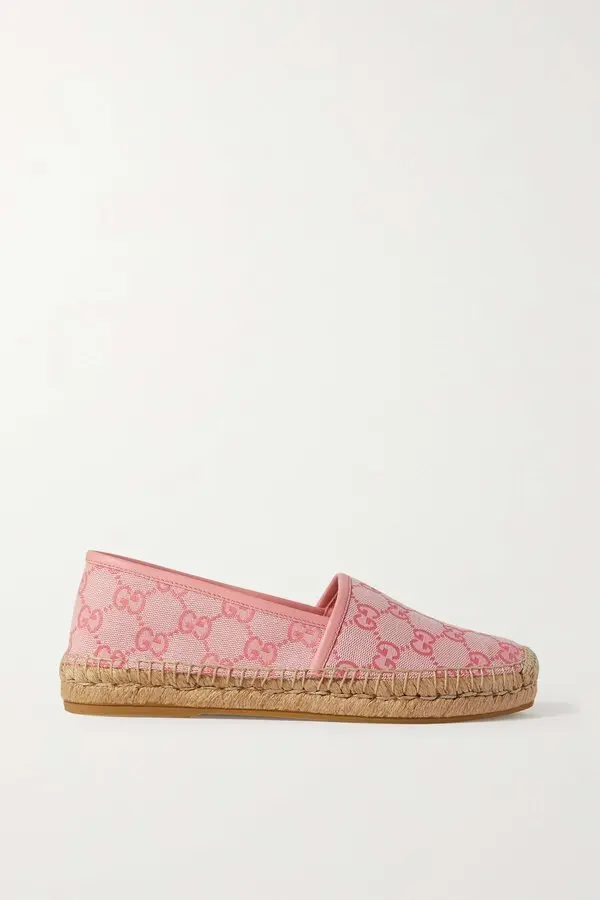 gucciiiii GUCCI Pink GG Canvas and Leather Espadrilles - Imagen 1